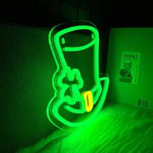 Threan 圣帕特里克节霓虹灯帽子三叶草灯装饰 LED 绿色幸运帽霓虹灯三叶草灯 USB 壁吧客厅窗户装饰春季派对家居卧室艺术礼物