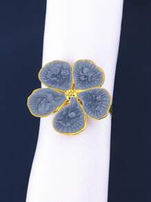Juego de 4/6 Anillos para servilletas con flores, Portaservilletas para eventos de boda, Anillos para servilletas con flores de 5 pétalos frescos para decoración de mesa