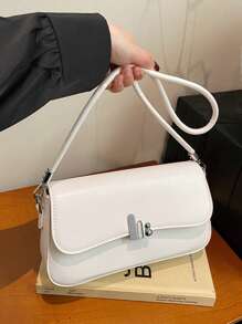 Effen kleur modieuze PU vierkante oksel tas, schoudertas casual veelzijdige minimalistische crossbody tas, lichtgewicht zakelijke vrouwen handtas met klep, geschikt voor meisjes, dames, studenten, kantoorpersoneel, zakelijke gelegenheden