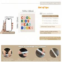 1pc, Canvas Hanging Picture, Framed Decorative Painting, Poster, Wall Art, Chic And Cool Young People Love Reading Canvas Wall Art - Bright Colors, Simple Design, Suitable For Game Rooms, Classrooms And Home Decor - Perfect For Young People's Rooms And Living Spaces Gifts Birthday Graduation