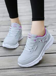 女士休闲运动鞋，轻便跑步鞋，系带旅行鞋，四季皆宜，学生跑步鞋，工作鞋，户外跑步鞋 - 灰色 - 查看 3