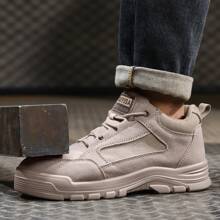 GUYISA 卡其色纯色耐磨时尚休闲工作安全鞋，防压防刺，适用于焊接作业，阻燃（请选购小一码） - 卡其色 - 查看 7