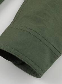 LEDUNTINO [Primavera/Verano] Camisa informal con botones de moda para hombres, color verde sólido, deportiva, de carga, regalo para novio, camisa de manga larga de primavera/otoño para hombres, multicolor, con doble bolsillo, cuello de solapa, ropa de primavera/otoño para hombres - Verde militar - Ver 6