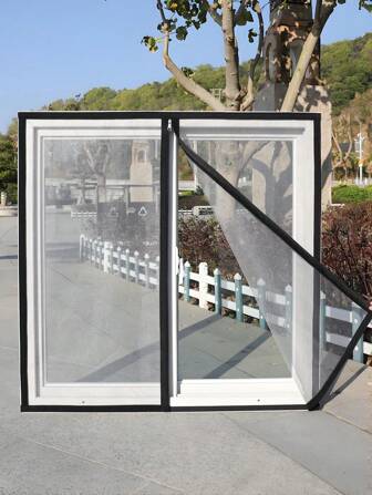 1 件装黑、白、灰三色窗纱，矩形自粘网，带拉链，防尘、隐形防蚊虫，非常适合夏季居家使用