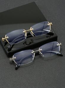 男士钻石边缘金属奢华时尚透明眼镜，适合日常佩戴、学习、看电视、玩电脑游戏