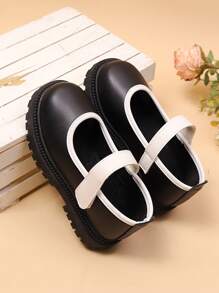 1 Pair New Fashion Cute Bowknot PU Pearl Hook Loop Non-Slip Wear-Resistant Comfortable Versatile Flat Round Toe Mary Jane Loafer Shoes For Girls, Suitable For Spring, Autumn Outdoor, Daily, Party, School Wear