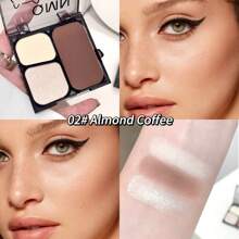 QMN Paleta de contorno del cielo nocturno, 3 colores de polvos naturales para esculpir y contornear, resistente al agua y al sudor, ligero y de larga duración, iluminador mate y brillante, realza la lisura facial, da forma a los contornos faciales