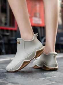 Women's Short Rain Boots Unisex Casual Work Waterproof Shoes Slip-Resistant Color-Blocked Outdoor Water Shoes.Spring And Summer Collection Pvc Rain Boots