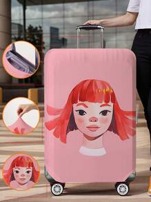 1pc Cartoon Portrait Print Luggage Cover, Fits 18-32 Inch Suitcases. Stretchable, Scratch-Proof & Dustproof, Stylish Decoration For Luggage. - Multicolor - View 14