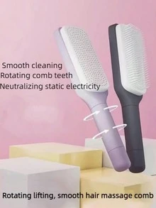 Peine para peluquería, peine telescópico giratorio, peine alisador de cabello, peine de masaje (color lila claro) - Ver 3
