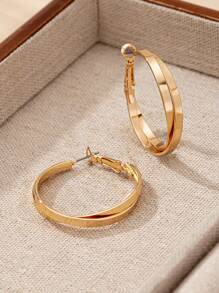 1 对时尚金属纹理镀金耳环，适合女性派对和日常佩戴