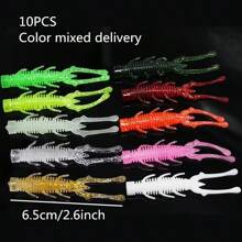 10pcs/Set, Fishing Lures Fake Shrimp Soft Bait Fishing Tackle, Multi-Color Assorted Delivery