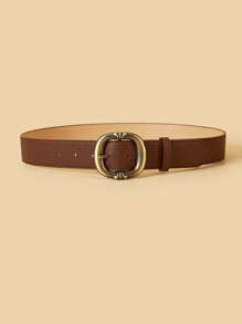 1pc Retro PU Leather Belt With Stylish Metal Buckle, Suitable For Jeans, Casual, Vintage Look, Unisex Everyday Wear