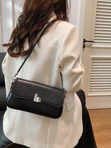 Effen kleur modieuze PU vierkante oksel tas, schoudertas casual veelzijdige minimalistische crossbody tas, lichtgewicht zakelijke vrouwen handtas met klep, geschikt voor meisjes, dames, studenten, kantoorpersoneel, zakelijke gelegenheden