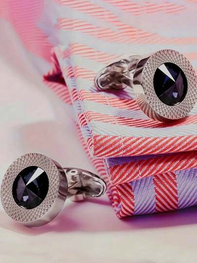 رابطتا أكمام رجالية للاستخدام الرسمي، أزرار أكمام فاخرة بشكل دائري مناسبة للبدل والقمصان والزفاف، 2 قطع