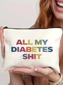 幽默“药袋”帆布药丸收纳袋 - 拉链式、可重复使用的旅行和化妆品药袋 - 生日和圣诞节送给女性、姐妹、女儿的理想礼物 - 白色 - 查看 1