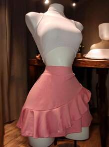 Falda deportiva Premium de olanes - Rosa coral - Ver 7