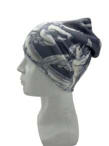 Y2K Visorless Beanie Cap, Gothic Graphic Visorless Beanie, Warm Knitted Cap For Outdoor Winter, Unisex Fashion Slouchy Beanie, Great Gift For Cycling, Fruit Boho Party, Casual Vintage Acrylic Printed Knit Cap, All Season - A - View 9