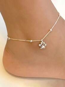1pc Adjustable Anklet With Paw Print Charm Bohemian Style Jewelry - one-size - View 1