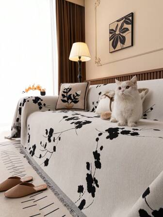 1 件时尚银线雪尼尔沙发巾，奢华简约沙发盖毯，装饰性，保护性，防滑，防尘，防刮擦，适用于客厅、卧室、书房、汽车沙发、四季皆宜