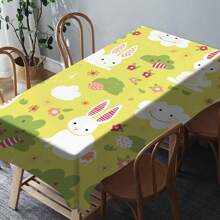 1pc Easter Tablecloth With Rabbit & Egg Design, Suitable For Spring/Summer Decoration, Easter Gift, Indoor/Outdoor, Easter Party & Home Decor, Easter Decorations, Farmhouse Decor - Multicolor - View 22