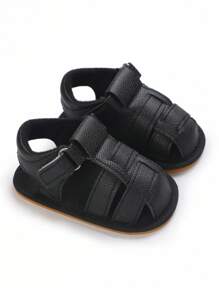 Classic Infant Summer Sandals, 0-1 Year Old Toddler Walking Shoes - Black - View 1