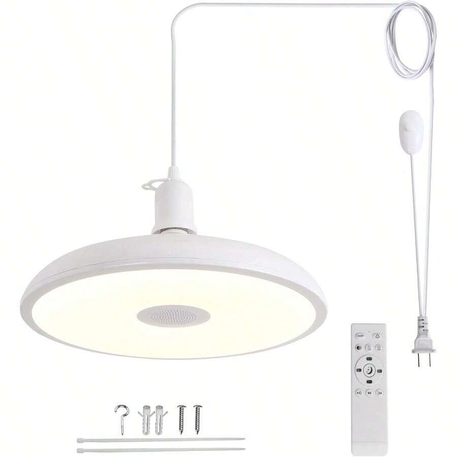 HOREVO Plug In Pendant Light Hanging Light Fixture For Kitchen Island 18W Farmhouse Adjustable Pendant Lighting With Color Change For Kitchen, Bar, Sink, Dining Room, Bedroom, Living Room, Entryway. - White-12inch - View 1