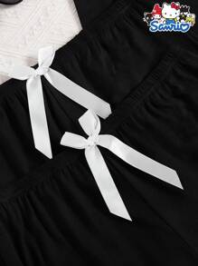 Sanrio 3 set pigiama da donna Hello Kitty Sanrio, composti da maglia a girocollo, pantaloncini e pantaloni lunghi, con stampa di cartoni animati e lettere, pigiama comodo