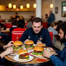 200 pièces Cure-dents en bambou décoratifs avec design de hamburger - Brochettes à boire et à amuse-gueule de 12 cm, parfaits pour les fêtes, les plateaux de charcuterie et les sandwiches - Aucune électricité nécessaire