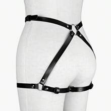 1 件黑色皮革腰带，臀带配腿环，装饰情侣性感束缚腰带，成人玩具，狂欢