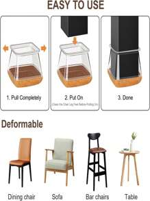 8/12/20 件方形椅腿地板保护垫、硬木地板家具垫、椅腿家具滑块、厚毛毡椅腿套，有效降低噪音并保护地板