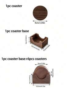 4件/3件/2件/1件黑胡桃木杯垫，1套木质杯垫套装，黄榉木圆形杯垫，榉木杯垫套装，咖啡杯垫，餐桌装饰，厨房客厅餐桌装饰，隔热杯垫