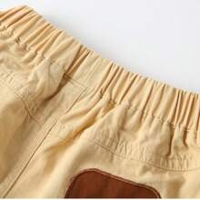 男童卡通图案松紧腰宽松休闲短裤 - 卡其色 - 查看 9