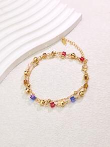 18K 镀金简约复古风格可调节脚链，适合休闲和办公室穿着 - 金黃色 - 查看 8