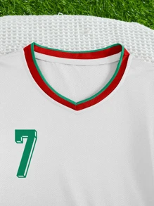 [Custom-Made] 2pcs Ronaldo Casual Sports Training Quick-Dry Short Sleeve Sportswear Set, No.7, Suitable For Football, Sports, Daily Wear, Customized Name Stylish, Fashion, Hipster, Casual, Minimal Chic Personalized, Customized, Custom, Unique Guy Costumes, Capsule Wardrobe, Boy Basic/Street Style Ideal Gifts For Him Boyfriend, Family, Friends For Birthdays, For Vacation/Holiday, For School/Competition, For Sports/Climbing