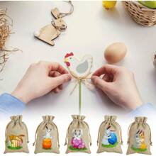 24pcs Easter Bunny Rope Gift Bags, Twine Party Favor Bags For Easter Egg Decoration And Gift Wrapping Supplies, For Mother's Day, Bridesmaid Gifts, Graduation Gifts, Birthday Gifts, Wedding Gifts
