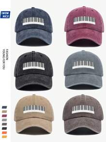 Charming Music Baseball Cap With Piano Print, Casual Trucker Hat Unisex Hip Hop Music Party Sun Hat For Men And Women. Comfortable Breathable Vintage Curved Brim. Adjustable Size, Suitable For Daily Casual, Outdoor, Beach, Hunting, Fishing, Music Festival, Easter, Father's Day, Mother's Day And Ideal Gift For Friends. All Season Accessory.