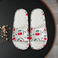 女士 EVA 拖鞋，软底户外鞋，防滑，室内，浴室，印花，夏季 - 白色 - 查看 8