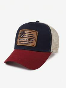 1 pieza Gorra de béisbol de poliéster casual con bordado de bandera nacional y letra, con protección UV, versátil para usar en todas las estaciones