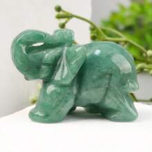 Estatuilla de elefante de cristal tallada a mano, decoración del hogar, cuarzo rosa Natural, amatista, animal artesanal, adorno feng shui WUYG - Estás sentado - Ver 9