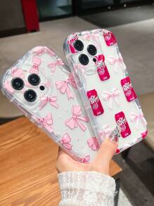 2 sztuki różowy Soda Pop & Bow Wave Edge etui na telefon odporne na wstrząsy kompatybilne z Apple 11, 12, 13, 14, 15, 13 Pro Max, XR, 11 Pro Max, 16 Plus, 13 Pro, 14 Pro