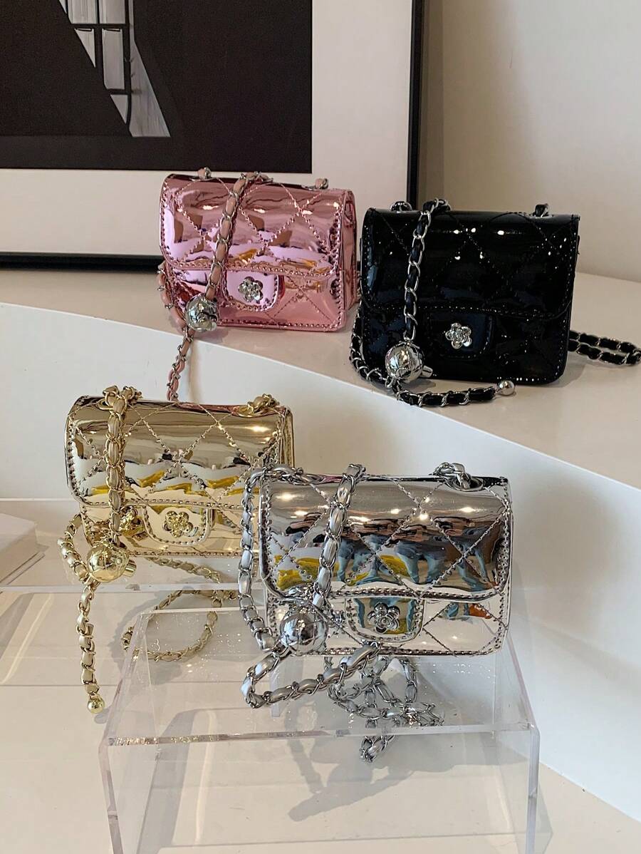 全新 激光光泽 小链条手提包 迷你斜挎包