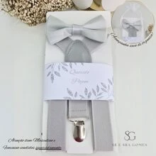 Wedding Page Kit With Suspenders And Bow Tie And Tag And Organza Bag - 灰色 - 查看 1
