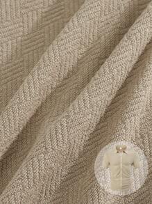 Homme Couleur Unie Décontracté Motif Croisé Serviette Jacquard Tissu Manches Courtes, Nouveau Style Européen et Américain d'Été - Kaki - Voir 9