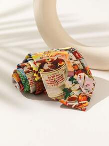 1 pieza Corbata de seda sintética con estampado floral vintage para hombre, accesorio elegante de vestir casual para uso diario