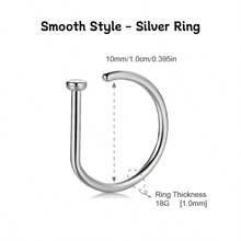 2 Pieces/1-Piece Fashion Nose Rings, Gold And Silver Stainless Steel Nose Rings, Non-Piercing Design Fake Nose Rings, Punk Style, Hip Hop Style, D-Shaped Nose Rings, Crystal Nose Rings, Zirconia-Inlaid Fake Nose Rings