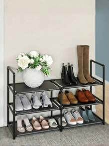 3-Tier Shoe Rack, Holds 12-15 Pairs, Sturdy Stackable Shoe Shelf, Expandable & Adjustable Fabric Shoe Organizer, Durable Metal Shoe Storage Organizer - Multicolor - View 4
