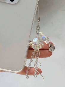 1 pieza Colgante de llavero con forma curva de metal de animal marino transparente de medusa soñadora, adecuado para funda de auriculares, bolso, teléfono, llaves (cantidad aleatoria de cuentas). Accesorios de coche, encantos de bolso, accesorios escolares, góticos, Y2K, accesorios de Halloween, ideas de regalo del Día del Maestro, Navidad, portaidentificaciones de cordones de bolso - Multicolor - Ver 5
