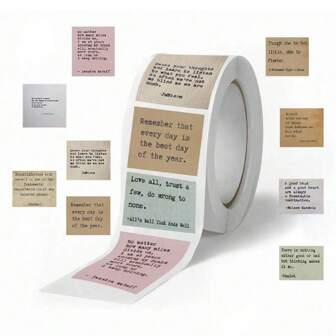 500pcs/Roll Vintage Design Motivational Quotes Roll Sticker, Decorative Envelope Sealing, Diary Scrapbooking Supplies,School Supplies,Back To School