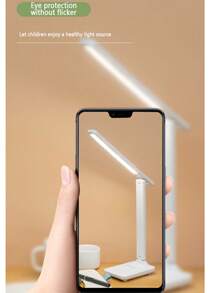 Lampada da scrivania a LED con design pieghevole, luminosità regolabile, supporto per telefono, luce da lettura delicata per gli occhi per camera da letto, dormitorio, studio per bambini, regalo per il ritorno a scuola